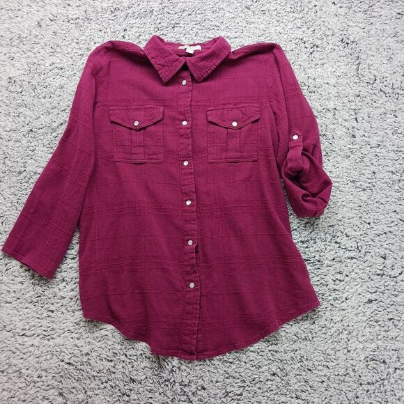 Woman Within 14/16 Medium size. Pearl Button Down 100% Cotton Long Sleeve Shirt. - Picture 12 of 16